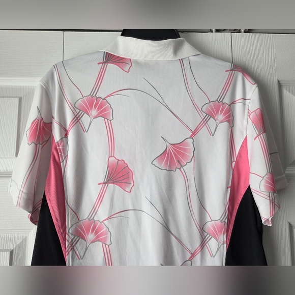 NWOT Monterey Club Polo Golf Pink and Black Floral Top Size XL - Picture 9 of 11